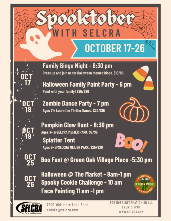 Spooktober events with Selcra, October 17-26 schedule.